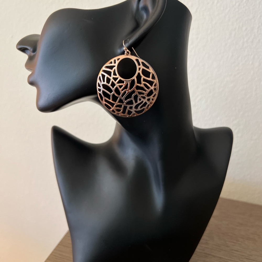 Rose Gold Tone Metal Tribal Earrings
